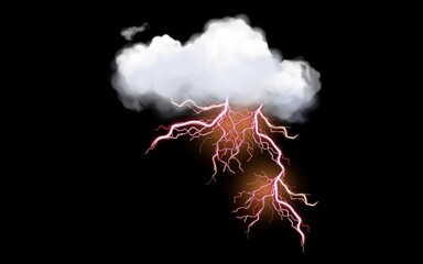 Illustration of clouds and scary lightning.