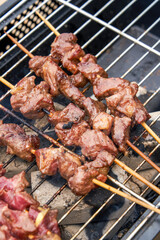 Delicious charcoal grilled lamb kebabs