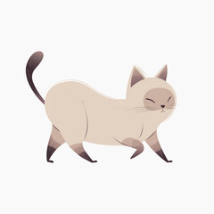 Cute walking Siamese cat illustration