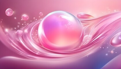 Obraz premium Hyaluronic acid serum texture. Light pink liquid gel beauty cream swatch. Cosmetic skin care product close-up