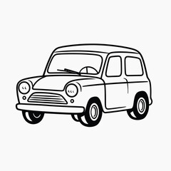 Vintage car illustration black white