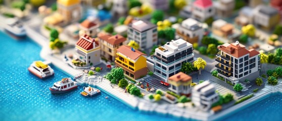 Fototapeta premium Vibrant Isometric Cityscape with Public Holiday Festivities