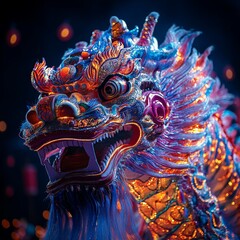 Fototapeta premium Chinese dragon character in a dragon dance at the Chinese New Year festival
