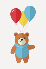 Cute bear with colorful balloons