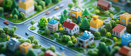 Sustainable Urban Planning: Isometric City Model Featuring Permaculture Projects