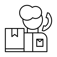customer support of shipping and package distribution outline icons