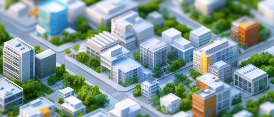 Futuristic Isometric Cityscape with Modern Infrastructure and Skyscrapers