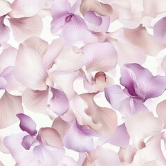 Fototapeta premium Seamless pattern of muted orchids with pale pink and lavender petals