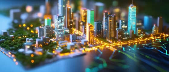 Fototapeta premium Futuristic Smart City with Advanced Technological Initiatives