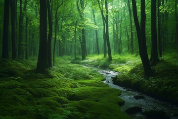 Obraz premium gree trees in the forest 