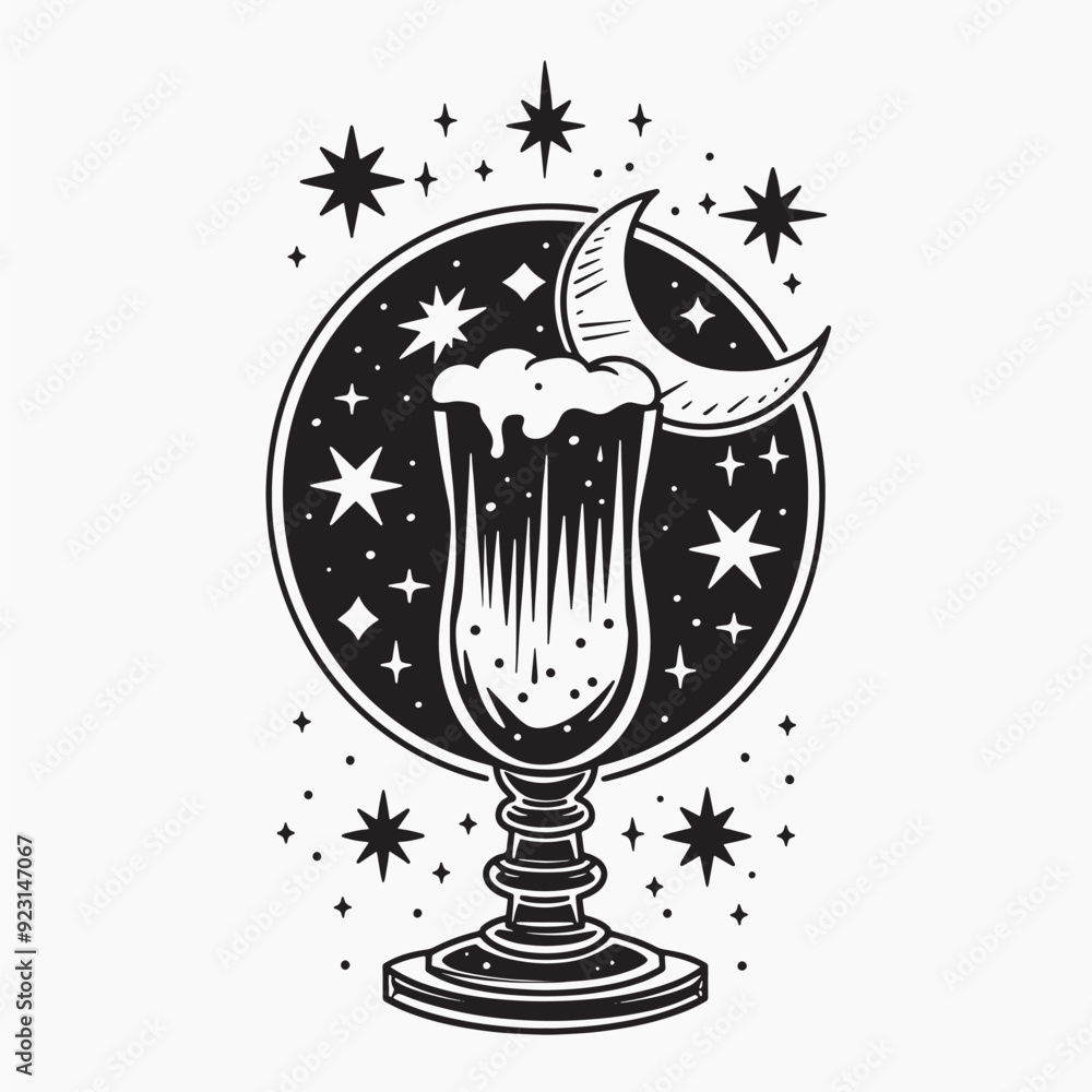 Poster celestial-themed beer glass illustration