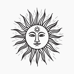 Intricate sun face illustration