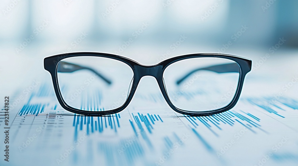Canvas Prints a pair of eyeglasses rests on a bond market report with highlighted sections indicating the impact o