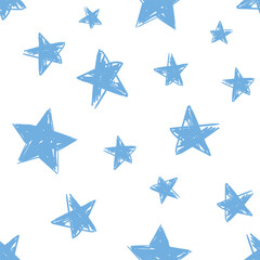 Fototapeta premium Seamless pattern with stars, hand drawn background, texture with decor elements vector