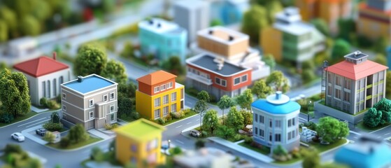 Futuristic Isometric City Model with Participatory Budgeting Concept Showing Citizen Engagement in Urban Planning