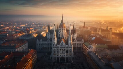 Fototapeta premium Behold the majesty of a Heavenly Cityscape, where the celestial meets the earthly in a breathtaking display of grandeur.