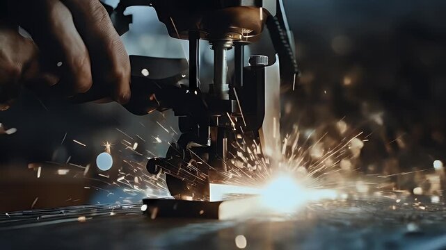 light circular flash electric industrial sawing drill diamond die cut iron industry equipment metal blade engineering circle grinder saw disc construction hand factory welding spark grate