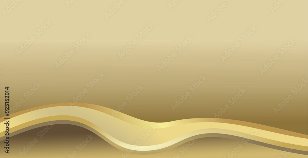 Poster composition of curved lines and abstract areas of gradient gold brown color and empty space as a background design for placing text or images in graphic designs