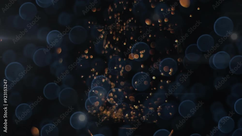 Poster bokeh light effects and floating particles animation over dark background