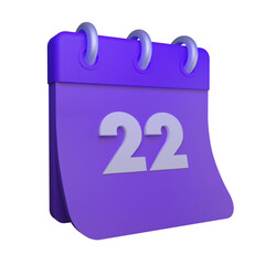 3D Calendar with date. Meeting reminder planner. Daily work done with tick. Mark every day. Cartoon creative icon design isolated on transparent background. 3D Rendering