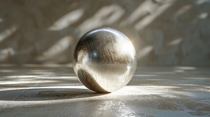 Fototapeta premium Abstract Silver Sphere on a Textured Surface with Soft Lighting - 3D Render.