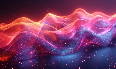 Fototapeta premium abstract fluid 3d render holographic iridescent neon curved wave in motion dark background gradient design element for banners backgrounds wallpapers,covers.