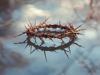 poignant image of a thorn crown that is shattered or fragmented, reflecting themes of loss or the fragility of power.