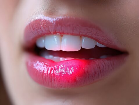 Close-up of lips with a visible cold sore, indicating a herpes outbreak.
