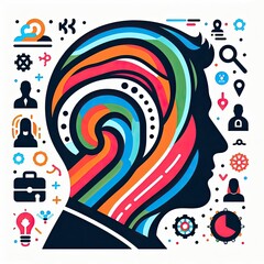 Silhouette of people head illustration icon. AI generative