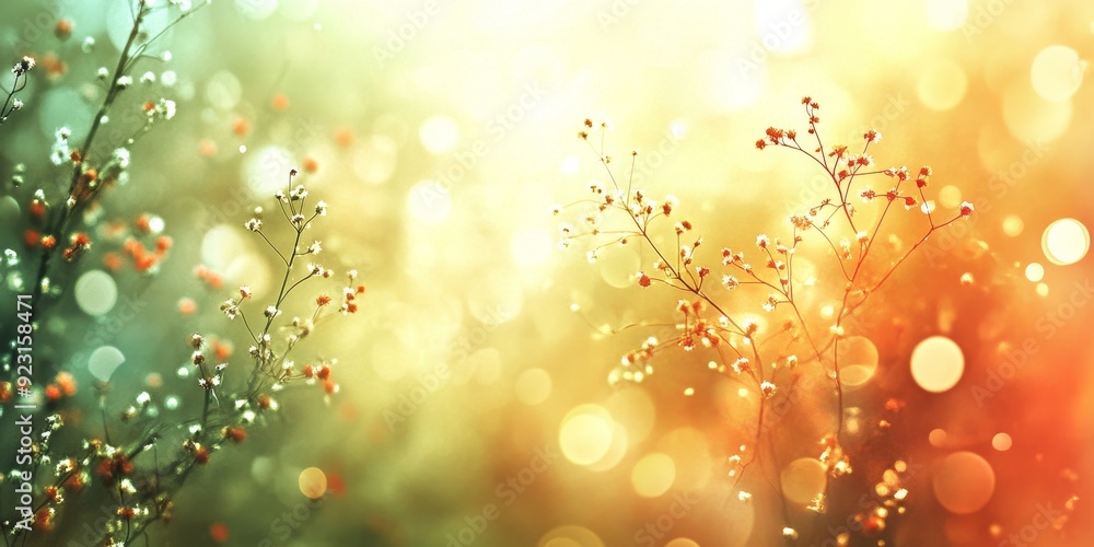 Aufkleber Imagine a nature-inspired background with an abstract design that incorporates colorful bokeh effects and soft light gradients to create a dreamy and artistic atmosphere