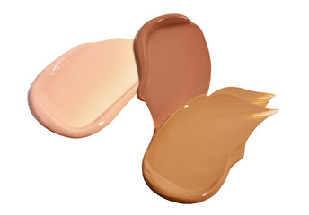 Cosmetic concealer or foundation smudge, strokes isolated on white background
