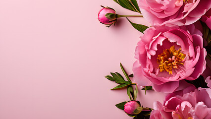 Fototapeta premium there are pink flowers on a pink background with a white background