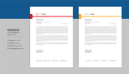 Fototapeta premium Professional letterhead format template, business style letterhead design template. Company letterhead template designs.