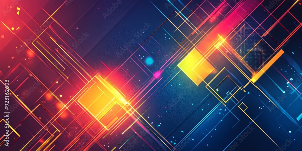 Aufkleber creative and colorful background with geometric patterns and textured gradients forming an artistic abstract design that combines elements of technology and nature in a modern and elegant style