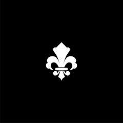 Fleur de lis icon isolated on dark background © sljubisa