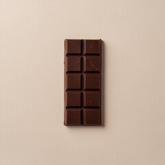 PNG ULTRA HD 8K A solitary piece of dark chocolate resting on a neutral grey surface, its deep, rich tones contrasting subtly with the background, exuding a sense of indulgence