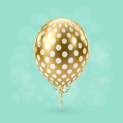 White Gold balloon. 3D Luxury realistic balloons. Dotted pattern