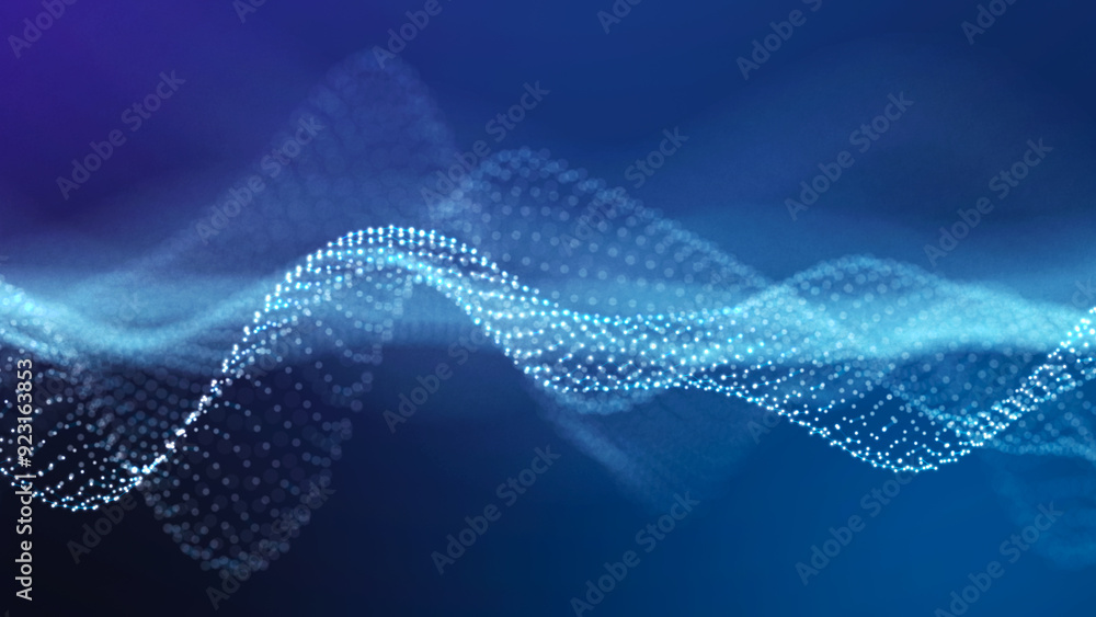 Aufkleber digital landscape with dots and lines. cyberspace grid. background concept for your design. 3d