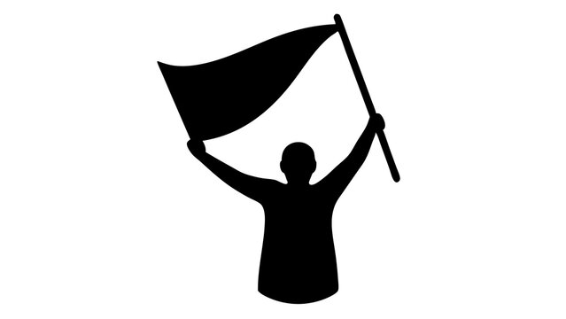 recommend clip art: Silhouette Holding Flag with Raised Arm: Powerful Symbolic Image