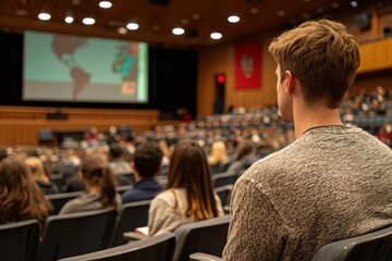 An educational workshop in a school auditorium about digital literacy and online safety, Generative AI 