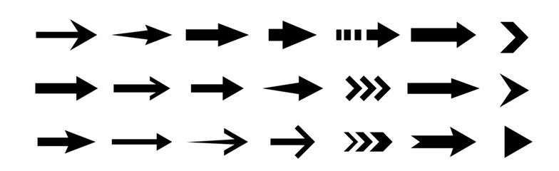 Arrow icon. Modern simple arrows. Collection different arrows on flat style for web design or interface.  Set of arrows. Vector illustration.