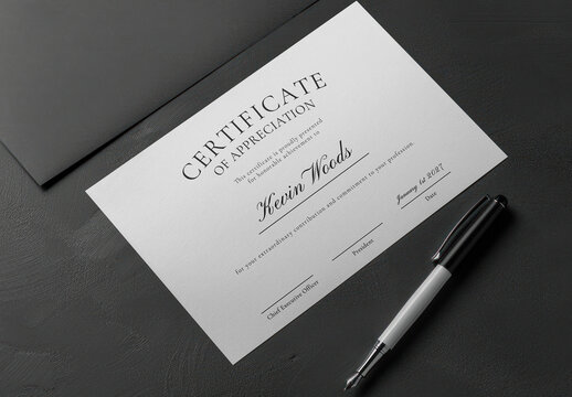 Flatlay certificate Mockup With Generative AI