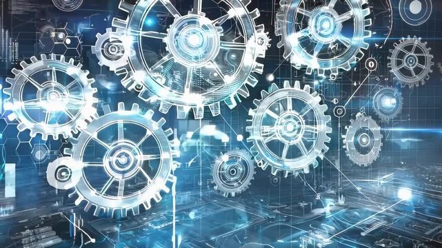 Interconnected Gears Representing Technological Advancement - Powered by Adobe