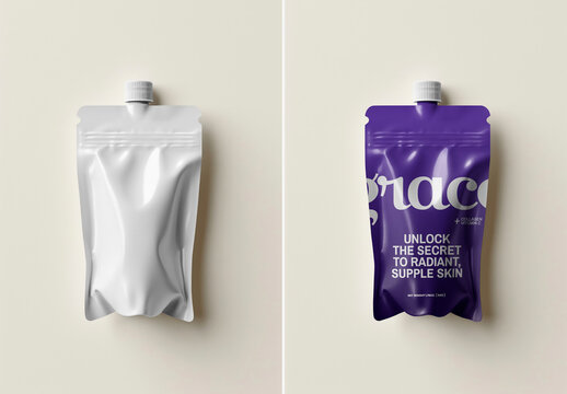 Product Packaging Flatlay Spout Pouch Mockup With Generative AI