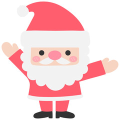 Kids hand drawn Merry Christmas and happy new year greeting card with cute Santa Claus