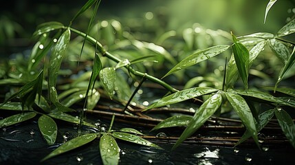 Obraz premium The texture of a bamboo stalk in a grove