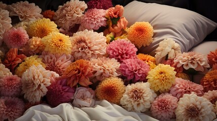 A photo of a bed of chrysanthemums