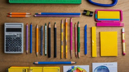 Creative composition with school supplies