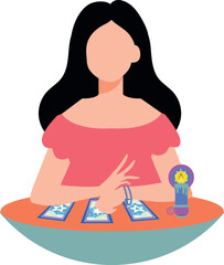 The girl is playing a magic card game.