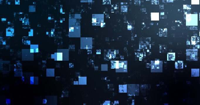 Square boxes falling abstract grid futuristic science crypto bg.Big data machine learning nlp natural language processing model asset visualization.Conceptually connected currency exchange global bg.

